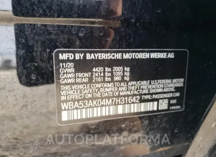 BMW 228I 2021 vin WBA53AK04M7H31642 from auto auction Copart