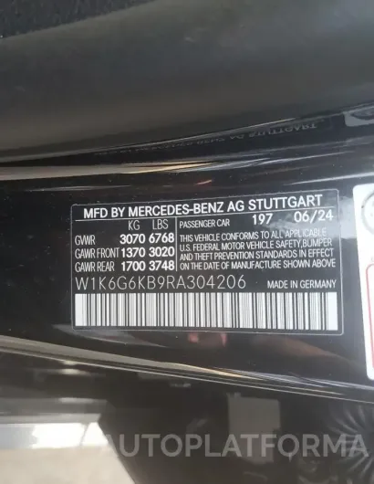 MERCEDES-BENZ S S580E 4M 2024 vin W1K6G6KB9RA304206 from auto auction Copart