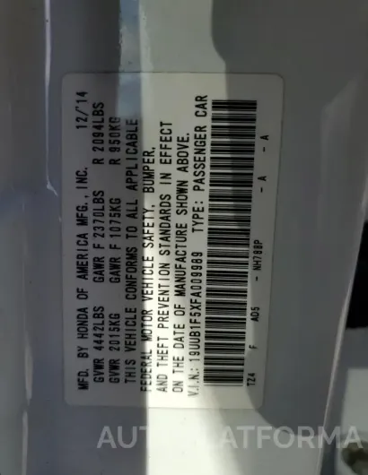 ACURA TLX TECH 2015 vin 19UUB1F5XFA009989 from auto auction Copart