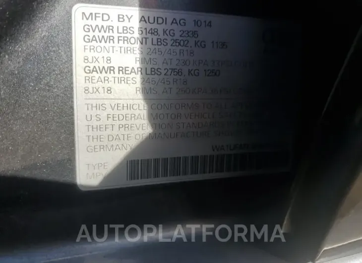 AUDI A4 ALLROAD 2015 vin WA1UFAFL9FA057544 from auto auction Copart