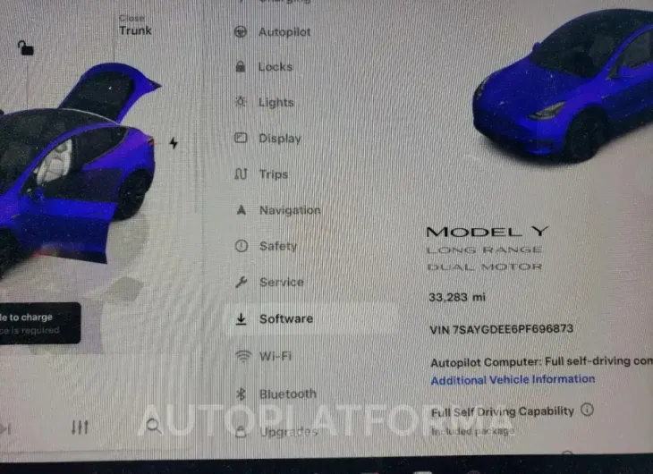 TESLA MODEL Y 2023 vin 7SAYGDEE6PF696873 from auto auction Copart