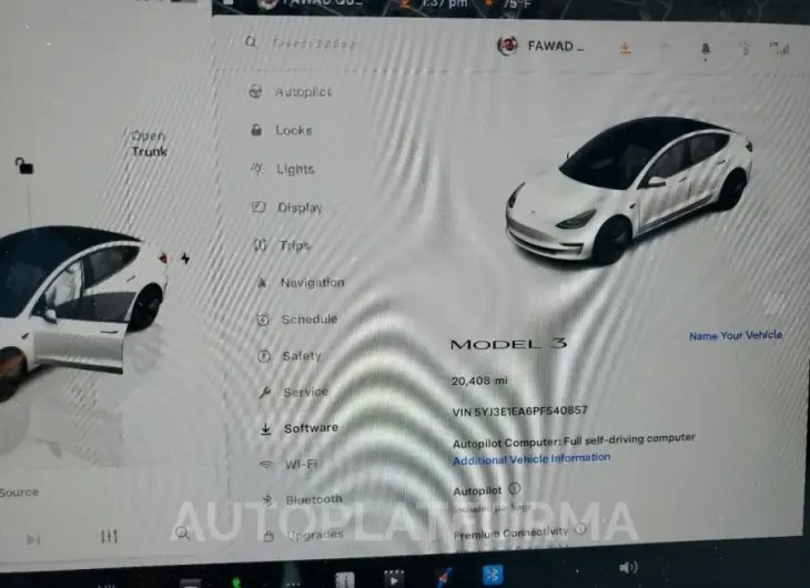 TESLA MODEL 3 2023 vin 5YJ3E1EA6PF540857 from auto auction Copart