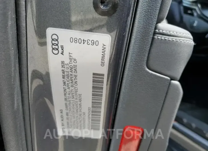 AUDI A4 PREMIUM 2023 vin WAUEAAF49PN014301 from auto auction Copart