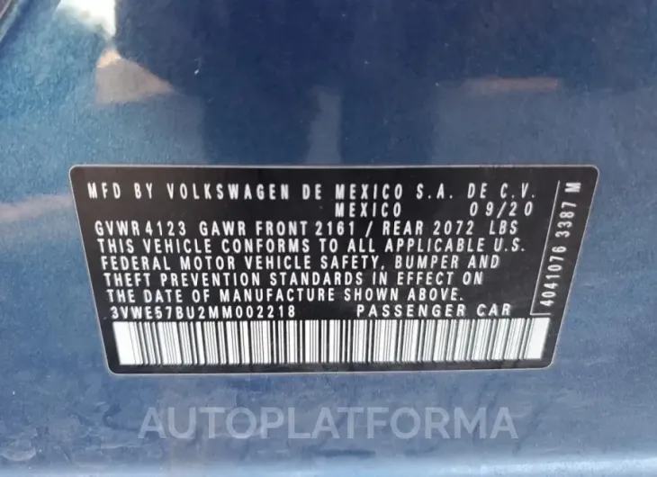 VOLKSWAGEN JETTA SEL 2021 vin 3VWE57BU2MM002218 from auto auction Copart