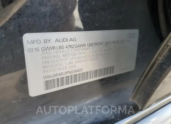 AUDI A4 PREMIUM 2015 vin WAUAFAFL6FN036407 from auto auction Copart