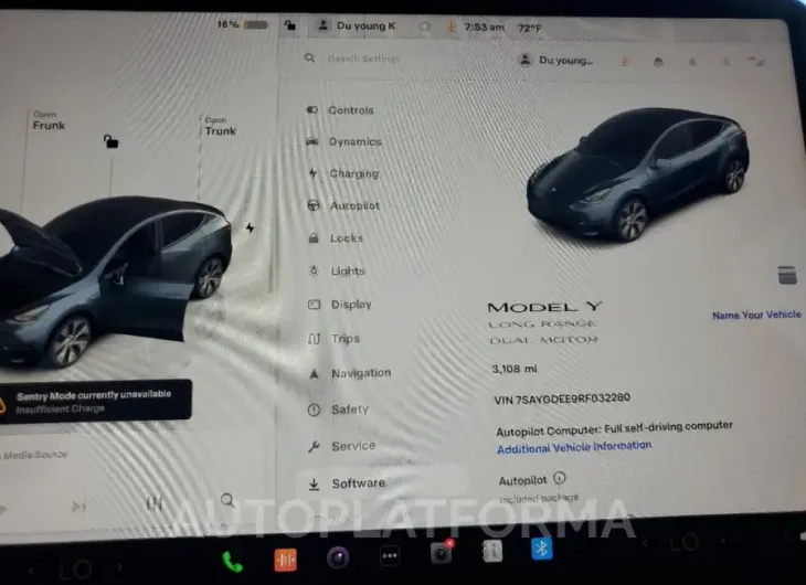 TESLA MODEL Y 2024 vin 7SAYGDEE9RF032280 from auto auction Copart