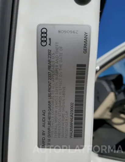 AUDI A4 PREMIUM 2018 vin WAUKMAF44JA230002 from auto auction Copart