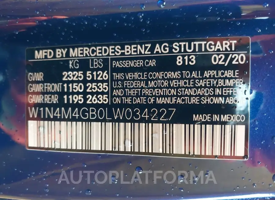 MERCEDES-BENZ GLB 250 2020 vin W1N4M4GB0LW034227 from auto auction Iaai