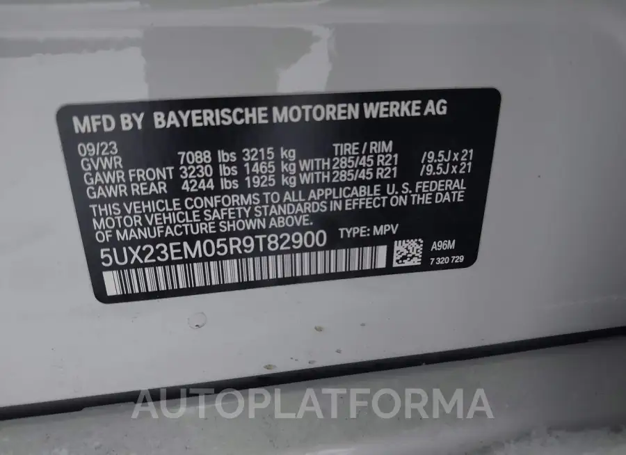 BMW X7 2024 vin 5UX23EM05R9T82900 from auto auction Iaai