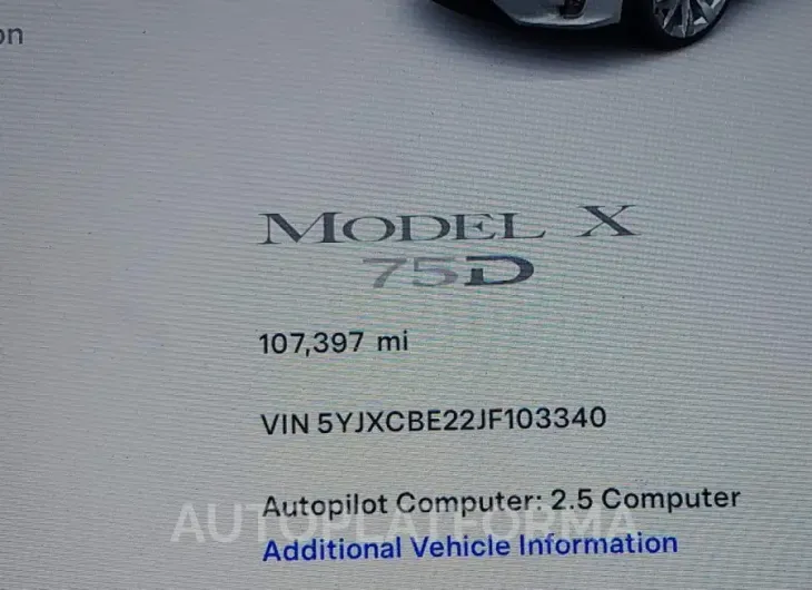 TESLA MODEL X 2018 vin 5YJXCBE22JF103340 from auto auction Iaai