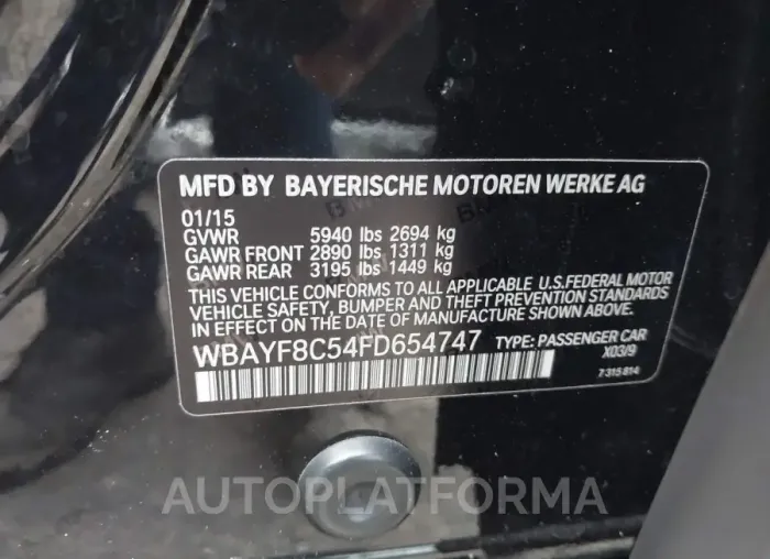 BMW 750LI 2015 vin WBAYF8C54FD654747 from auto auction Iaai