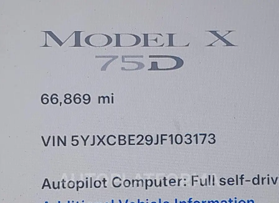 TESLA MODEL X 2018 vin 5YJXCBE29JF103173 from auto auction Iaai