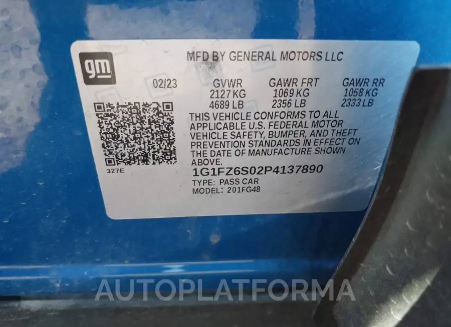 CHEVROLET BOLT EUV 2023 vin 1G1FZ6S02P4137890 from auto auction Iaai