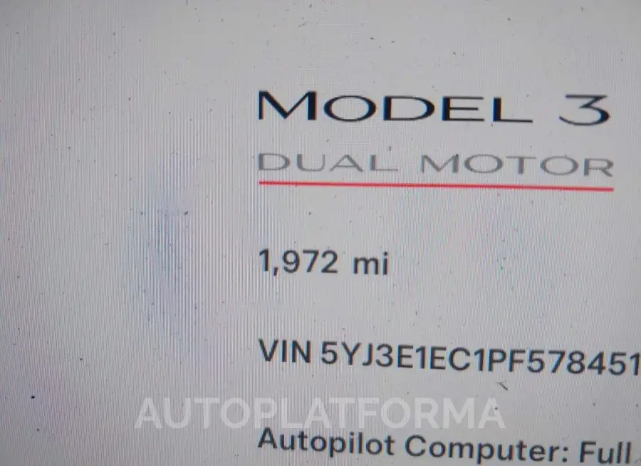 TESLA MODEL 3 2023 vin 5YJ3E1EC1PF578451 from auto auction Iaai