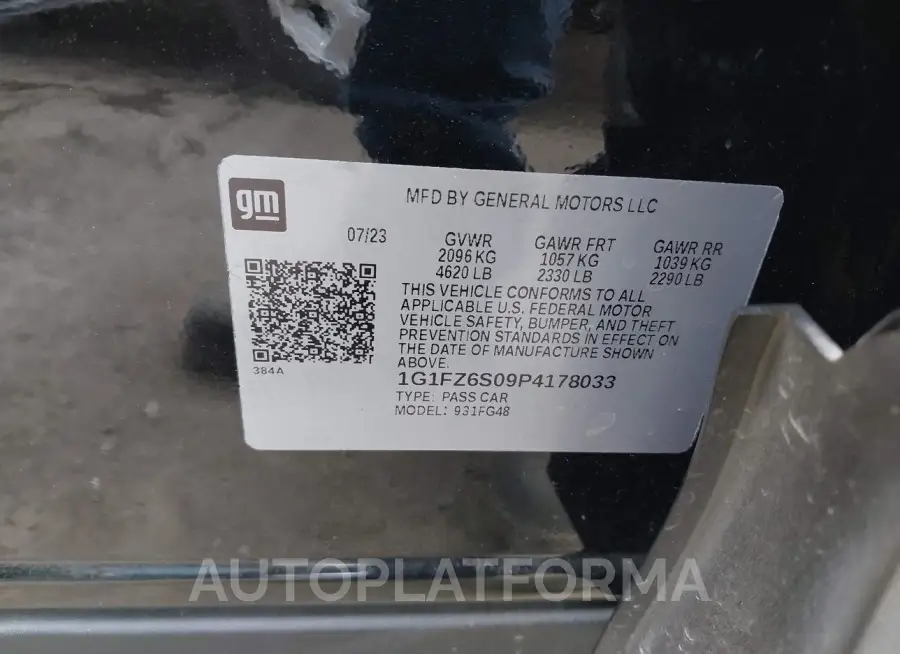 CHEVROLET BOLT EUV 2023 vin 1G1FZ6S09P4178033 from auto auction Iaai