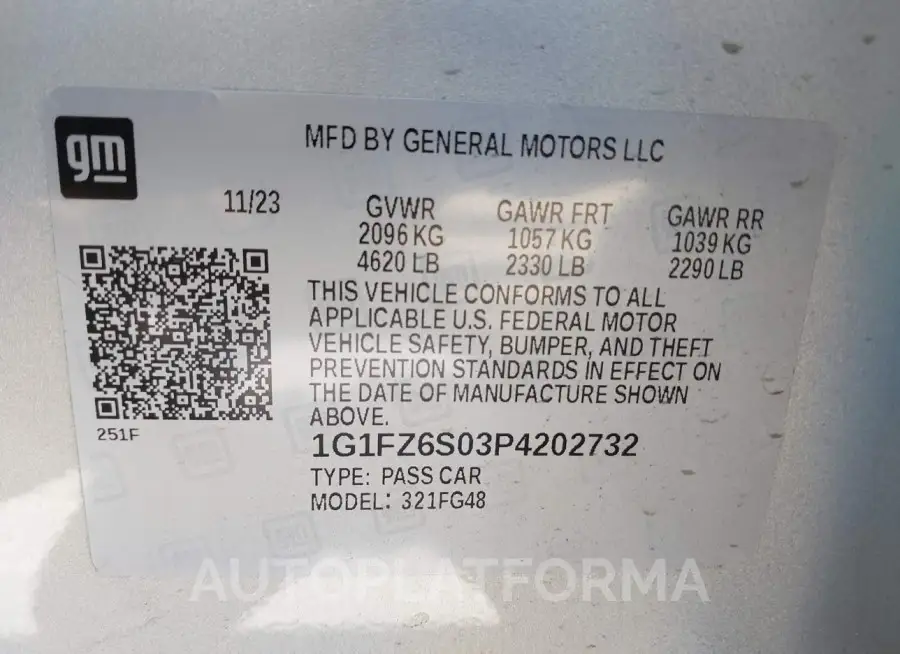 CHEVROLET BOLT EUV 2023 vin 1G1FZ6S03P4202732 from auto auction Iaai