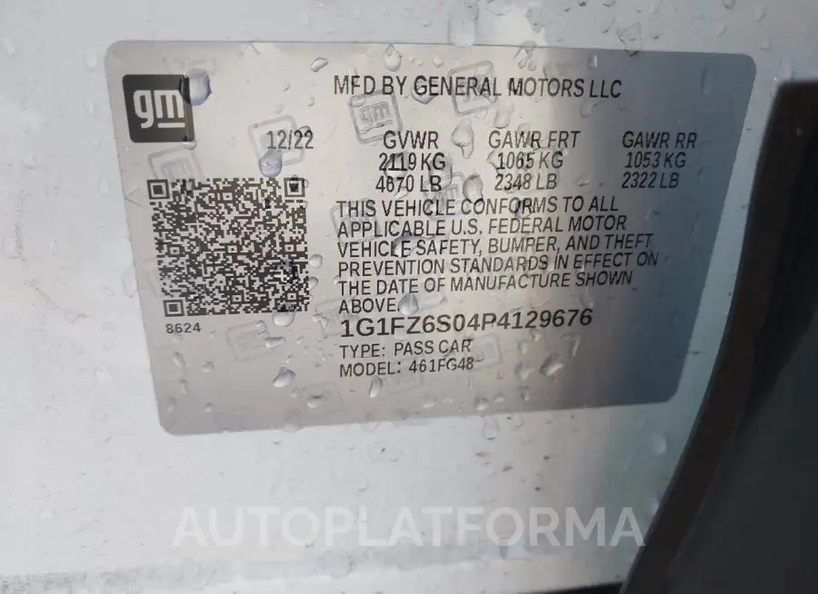 CHEVROLET BOLT EUV 2023 vin 1G1FZ6S04P4129676 from auto auction Iaai