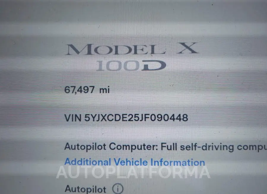 TESLA MODEL X 2018 vin 5YJXCDE25JF090448 from auto auction Iaai