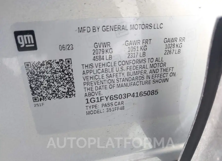 CHEVROLET BOLT EUV 2023 vin 1G1FY6S03P4165085 from auto auction Iaai