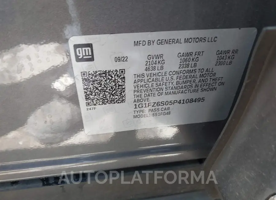 CHEVROLET BOLT EUV 2023 vin 1G1FZ6S05P4108495 from auto auction Iaai