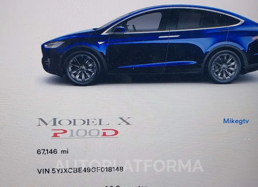 TESLA MODEL X 2016 vin 5YJXCBE49GF018148 from auto auction Iaai