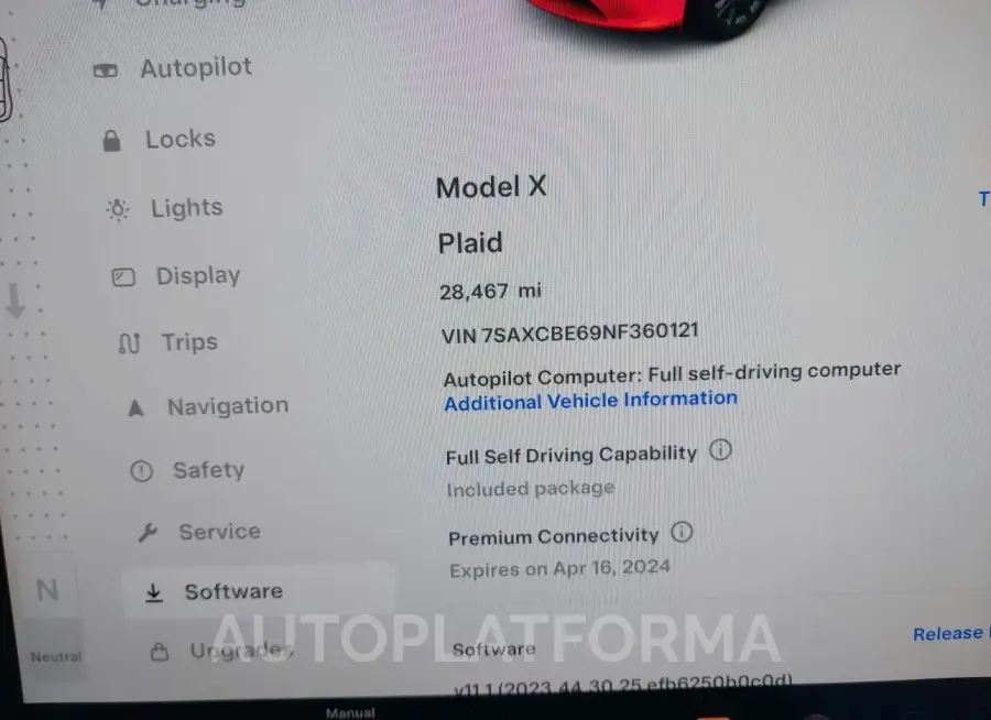 TESLA MODEL X 2022 vin 7SAXCBE69NF360121 from auto auction Iaai