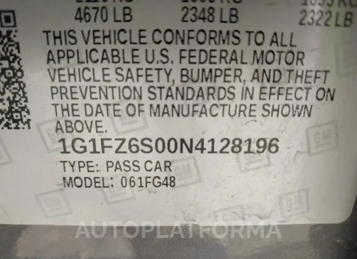 CHEVROLET BOLT EUV 2022 vin 1G1FZ6S00N4128196 from auto auction Iaai