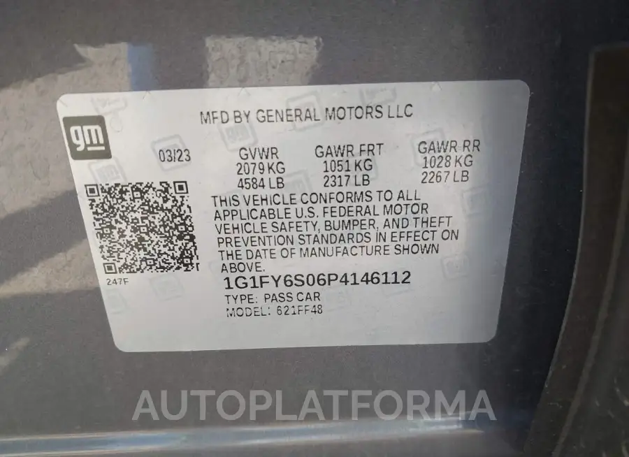 CHEVROLET BOLT EUV 2023 vin 1G1FY6S06P4146112 from auto auction Iaai