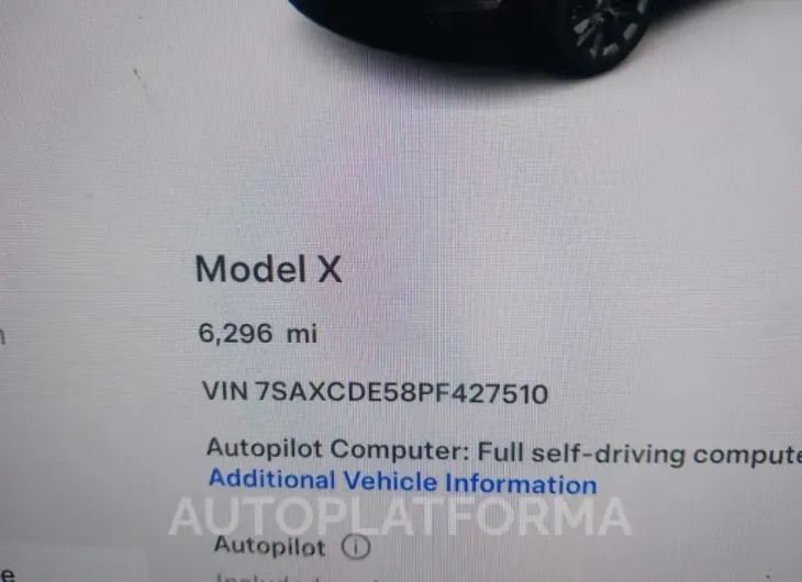 TESLA MODEL X 2023 vin 7SAXCDE58PF427510 from auto auction Iaai