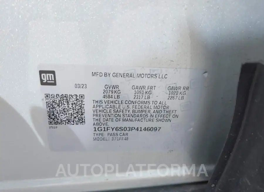 CHEVROLET BOLT EUV 2023 vin 1G1FY6S03P4146097 from auto auction Iaai