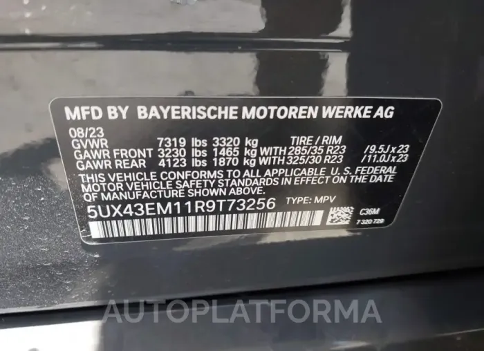 BMW ALPINA XB7 2024 vin 5UX43EM11R9T73256 from auto auction Iaai