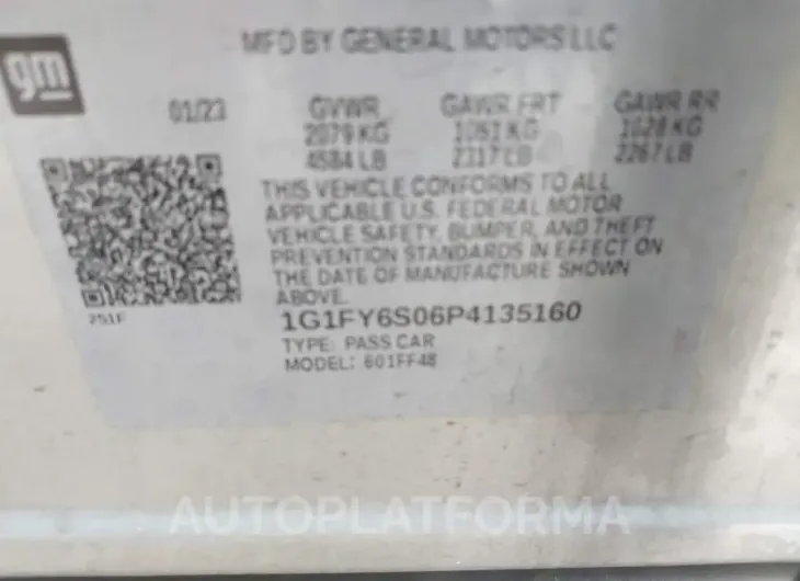 CHEVROLET BOLT EUV 2023 vin 1G1FY6S06P4135160 from auto auction Iaai