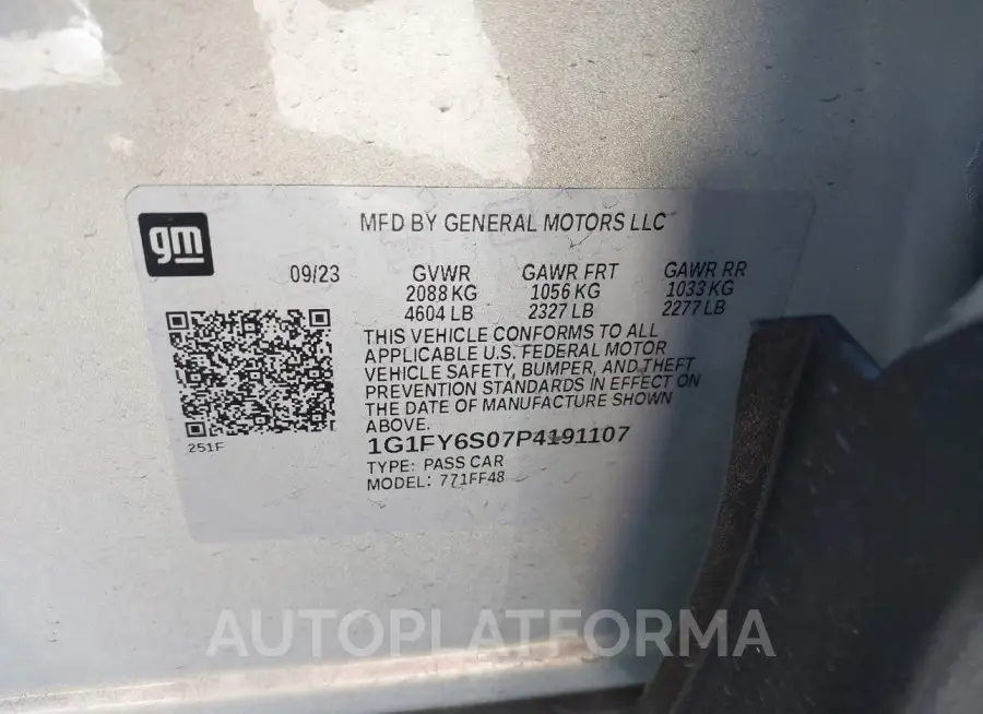 CHEVROLET BOLT EUV 2023 vin 1G1FY6S07P4191107 from auto auction Iaai