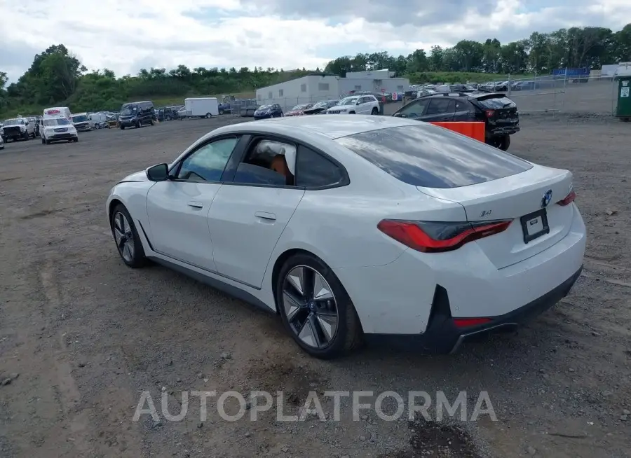 BMW I4 2023 vin WBY43AW03PFP66557 from auto auction Iaai