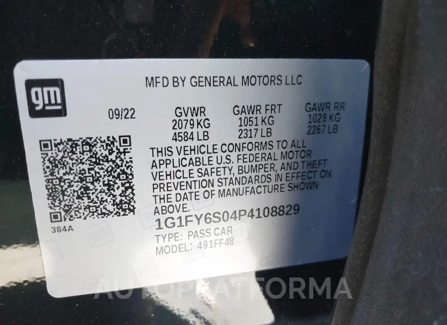 CHEVROLET BOLT EUV 2023 vin 1G1FY6S04P4108829 from auto auction Iaai