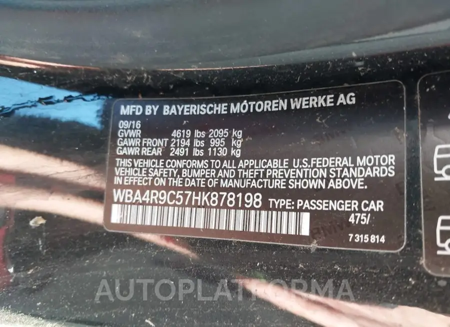 BMW 430I 2017 vin WBA4R9C57HK878198 from auto auction Iaai