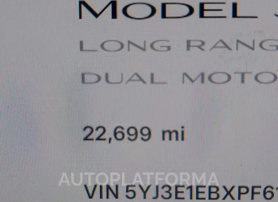 TESLA MODEL 3 2023 vin 5YJ3E1EBXPF615410 from auto auction Iaai