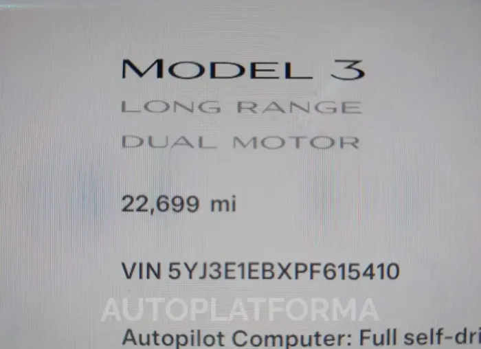 TESLA MODEL 3 2023 vin 5YJ3E1EBXPF615410 from auto auction Iaai