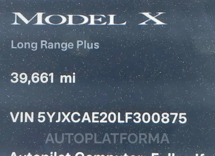 TESLA MODEL X 2020 vin 5YJXCAE20LF300875 from auto auction Iaai