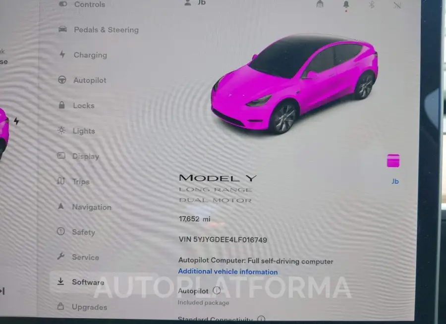 TESLA MODEL Y 2020 vin 5YJYGDEE4LF016749 from auto auction Iaai