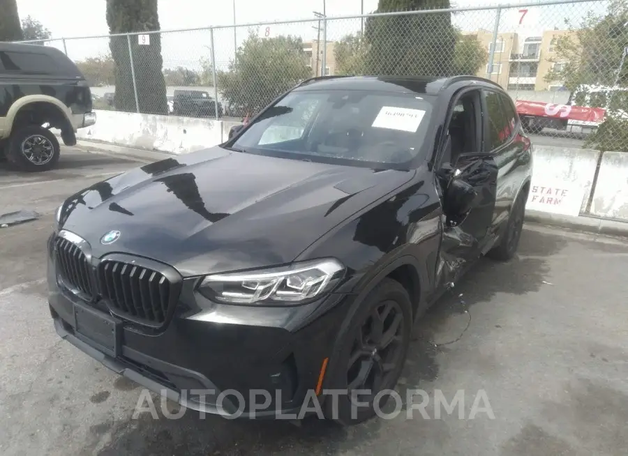 BMW X3 2022 vin 5UX43DP07N9K58359 from auto auction Iaai