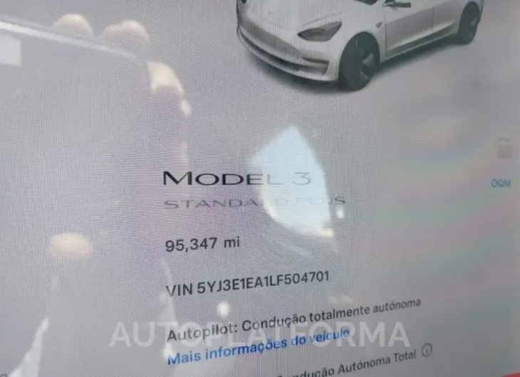 TESLA MODEL 3 2020 vin 5YJ3E1EA1LF504701 from auto auction Iaai