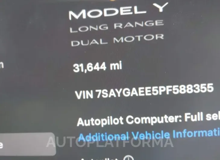 TESLA MODEL Y 2023 vin 7SAYGAEE5PF588355 from auto auction Iaai