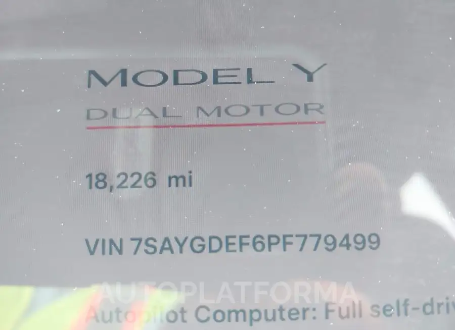 TESLA MODEL Y 2023 vin 7SAYGDEF6PF779499 from auto auction Iaai