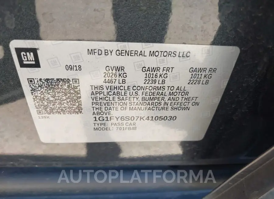 CHEVROLET BOLT EV 2019 vin 1G1FY6S07K4105030 from auto auction Iaai