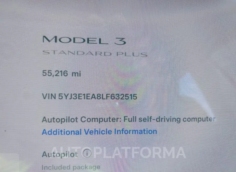 TESLA MODEL 3 2020 vin 5YJ3E1EA8LF632515 from auto auction Iaai