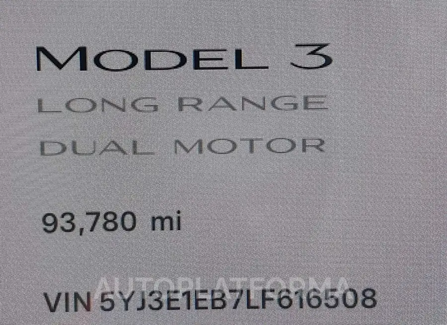 TESLA MODEL 3 2020 vin 5YJ3E1EB7LF616508 from auto auction Iaai