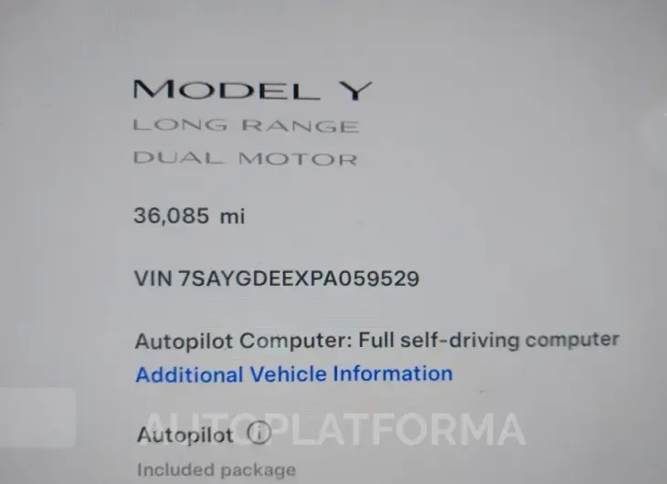 TESLA MODEL Y 2023 vin 7SAYGDEEXPA059529 from auto auction Iaai