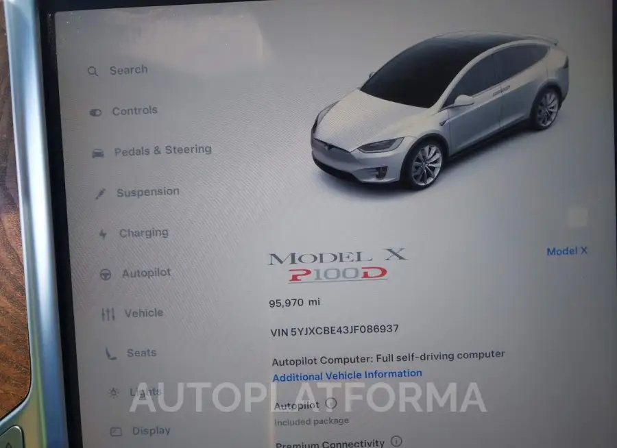 TESLA MODEL X 2018 vin 5YJXCBE43JF086937 from auto auction Iaai