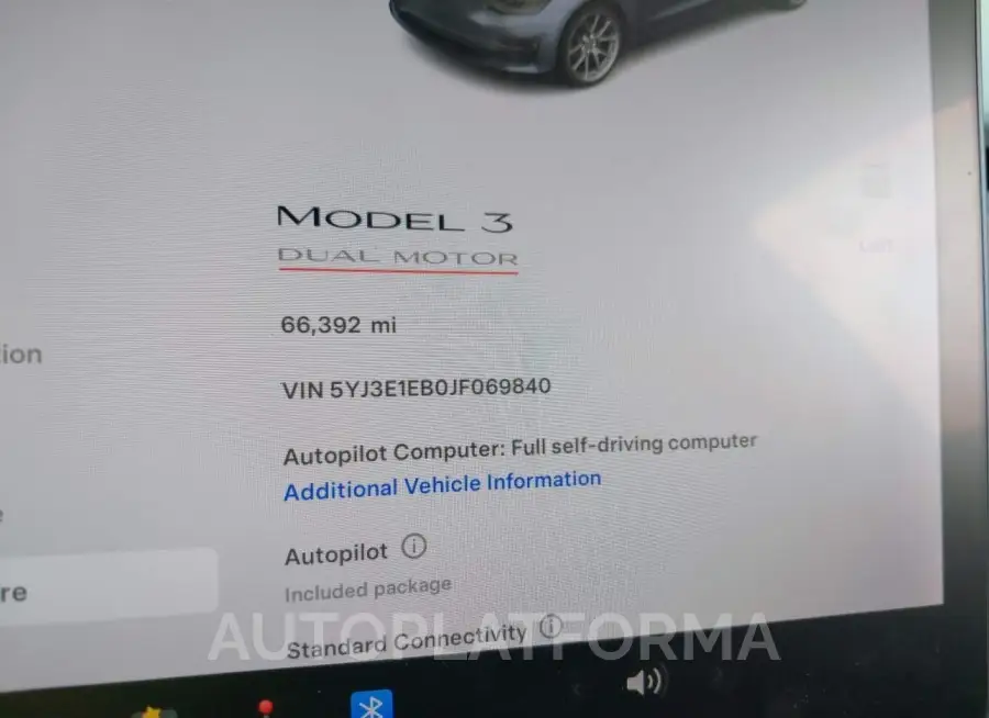 TESLA MODEL 3 2018 vin 5YJ3E1EB0JF069840 from auto auction Iaai